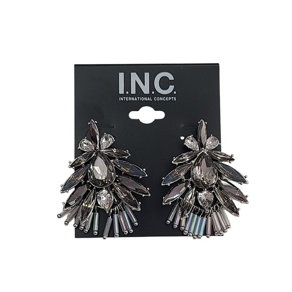 INC International Concepts Jewelry - INC International Concepts Gray Gemstone Cluster Drop Earrings